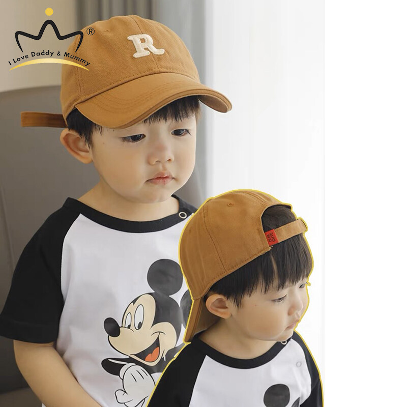 Baby Letter R Korean Style Baseball hat Adjustable Kids Boys Girls Cotton