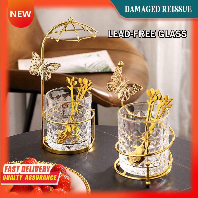 Gambar Stainless Steel Fruit Small Fork Set Household Net Red Cake Fork Spoon Storage Tank
