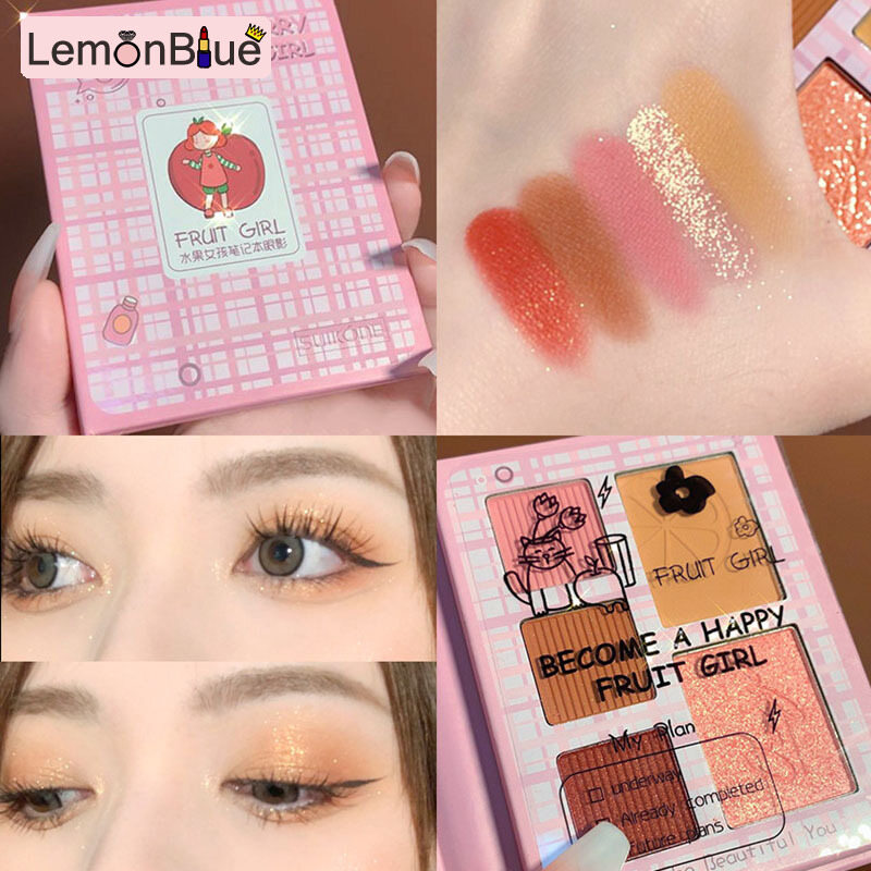 Gambar LemonBlue 4 Colors Eyeshadow Palette Matte Shimmering Naturally Long Lasting No Smudging Eyeshadow Palette 4 Colors Matte Shimmering fashionable eye makeup