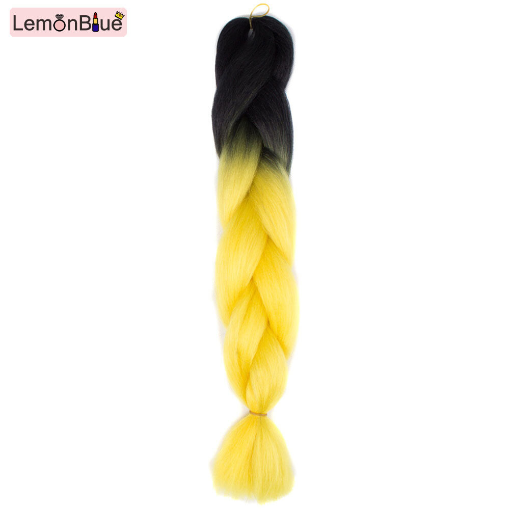 Gambar LemonBlue Fashion Women Wigs Sexy 60cm Long Braided Braid Ombre Color Cosplay Hair Wig For Ladies Girl Gifts 8