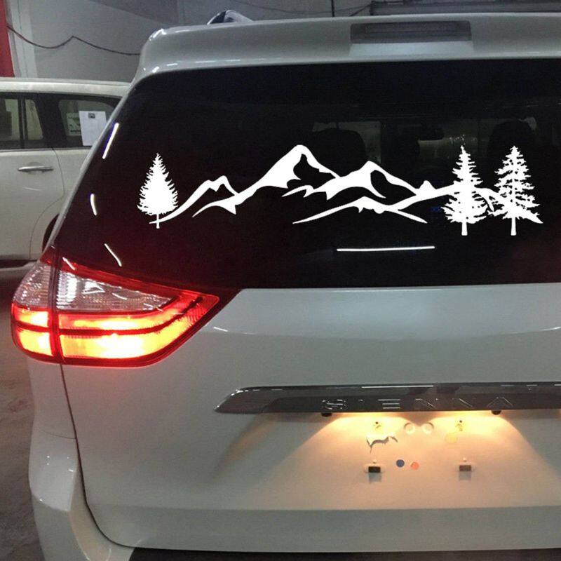 50cm Tree Mountain DIY Car Decor Sticker Decal SUV RV Camper Offroad Black/White 