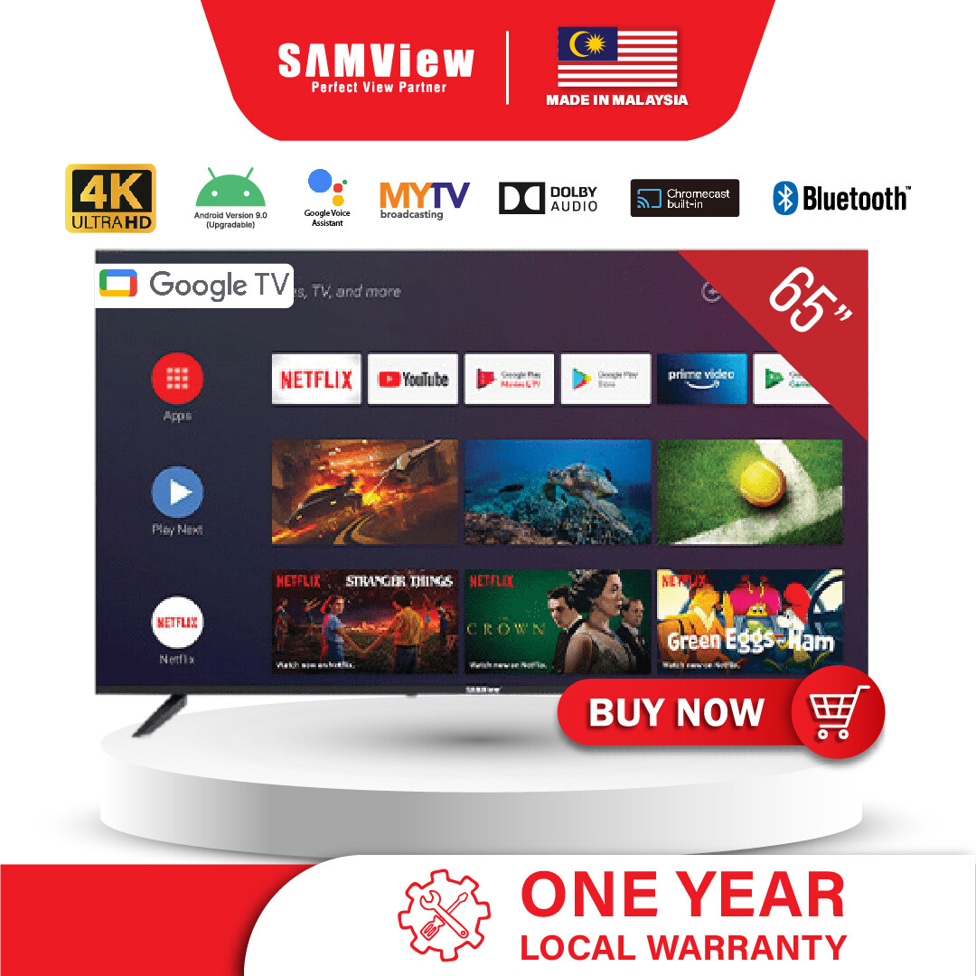 SAMView QLED Certified Licensed Google TV with Bluetooth and Chromecast Features Harga 2,299 Ringgit*Penghantaran Percuma