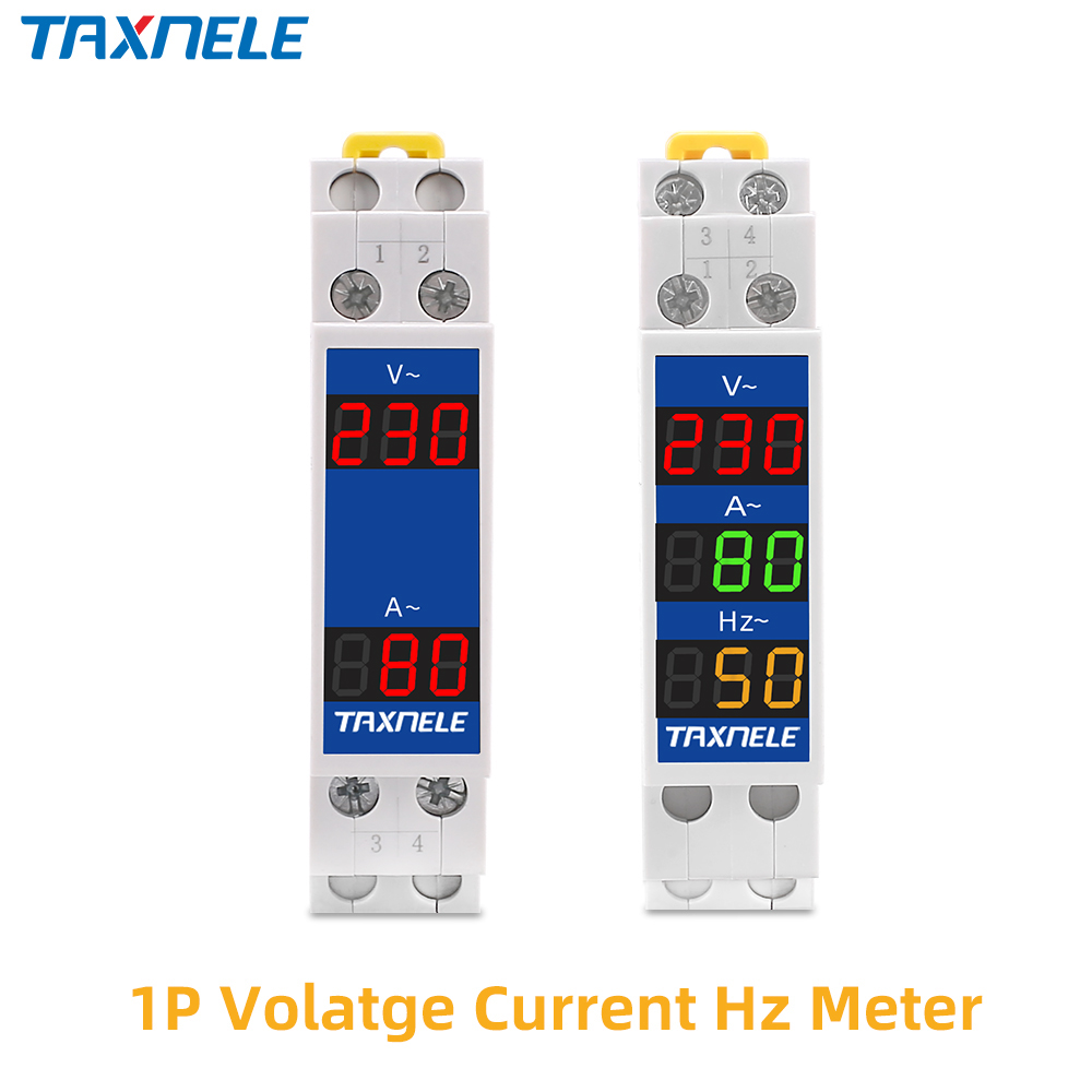 Din rail 18mm dòng điện áp hz meter ac 80-500v 220v 380v 100a modular vôn kế ampe kế đèn báo led máy kiểm tra vôn kỹ thuật số
