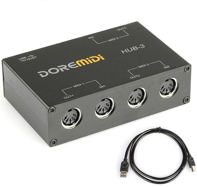 Doremidi Midi 3x3 Hộp USB Midi Giao diện bộ chia-3 Midi Để USB Hộp 3-Way Midi Để USB