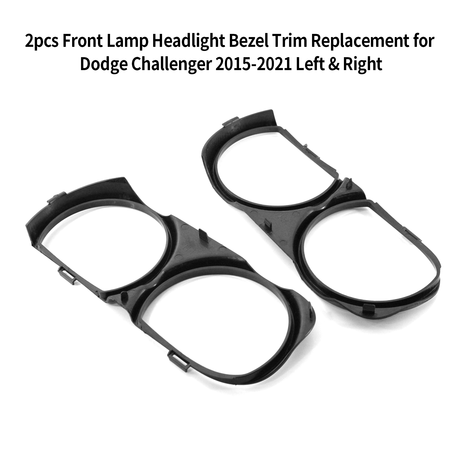 Headlight Bezel Trim Pair For 2015-2021 Dodge Challenger – Left & Right Black