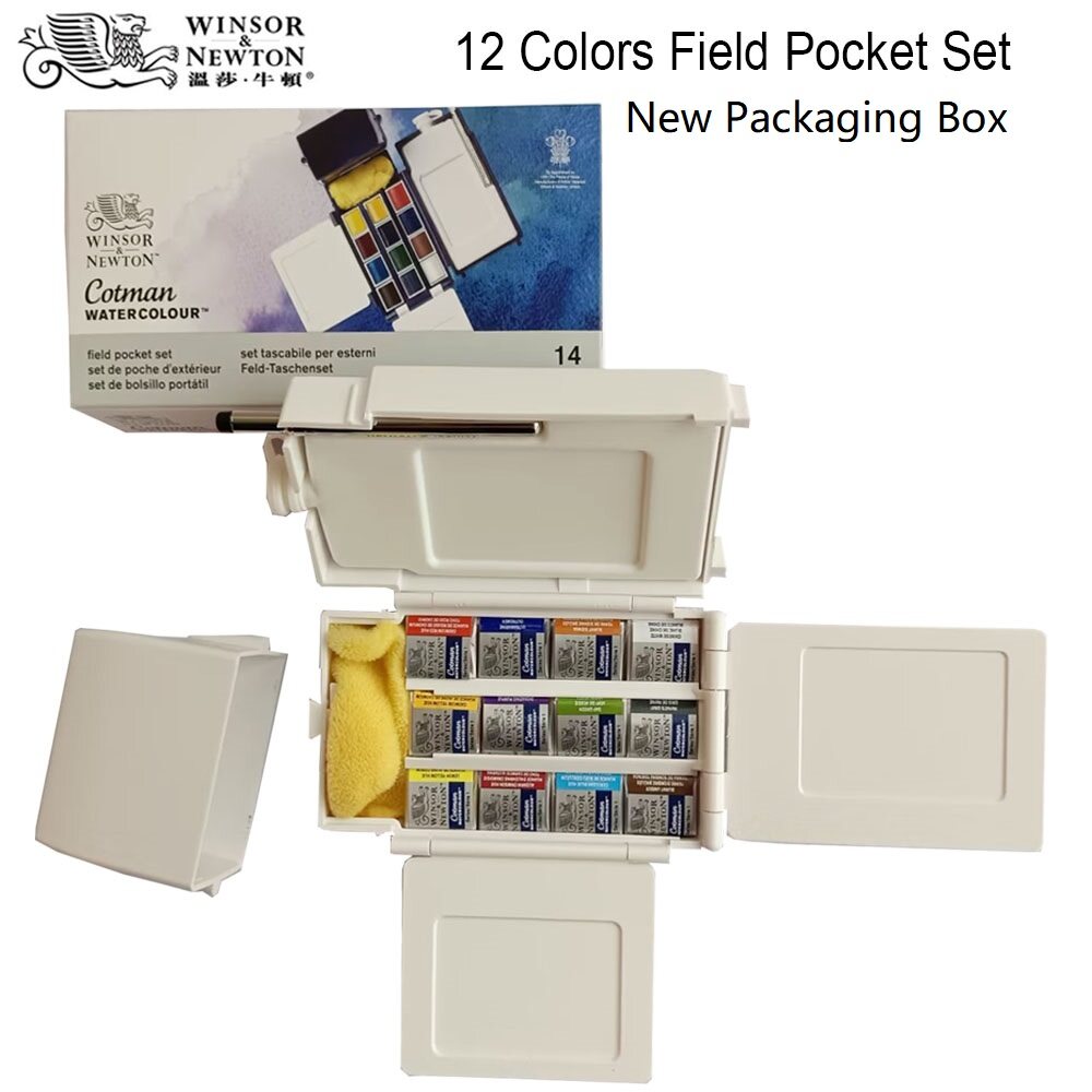 Winsor&Newton 12 colors Cotman Water Colors Paints Field Pocket Set