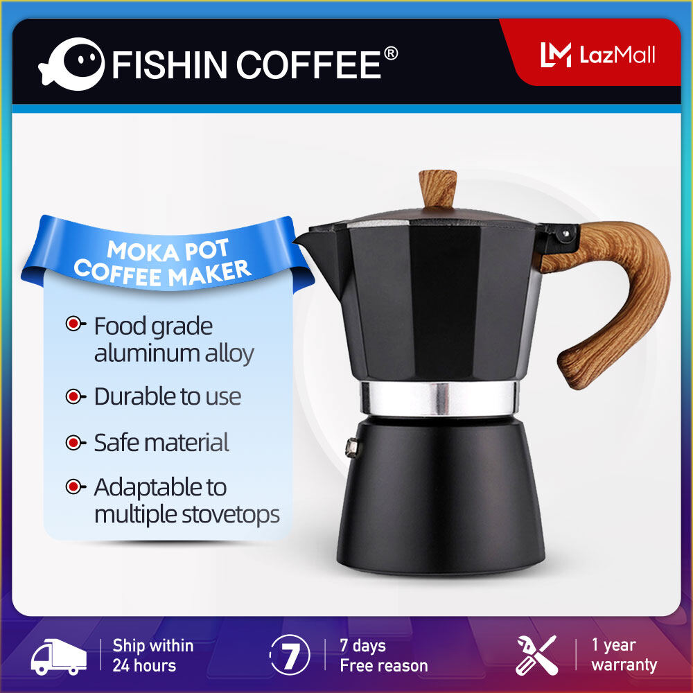 Fishin Kaffee ấm moka Máy pha cà phê 300ml Máy pha cà phê Expresso Ấm đun nước 3/6 ly cà phê bằng tay làm f223w