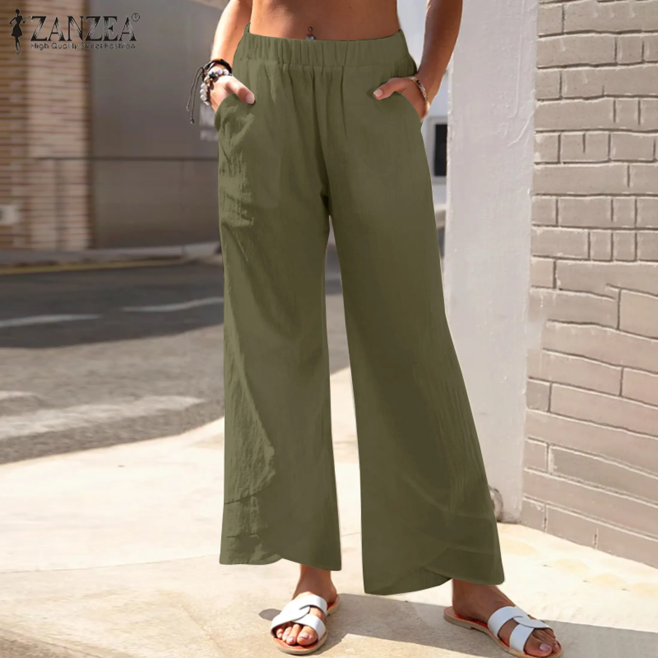 Elastic waist palazzo pants Clearance