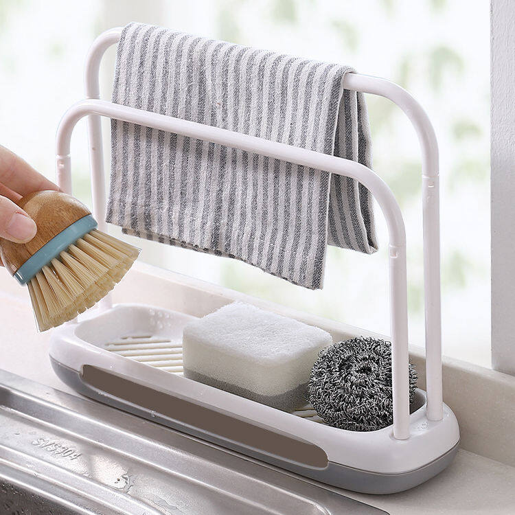 Gambar Kitchen Towel Rag Holde Kitchen Dish Cloth Storage Rack Rag Towel Draining Rack Hanger Suction Sponge Brush Wash Tool Holder Shelf Supporter Free Punch