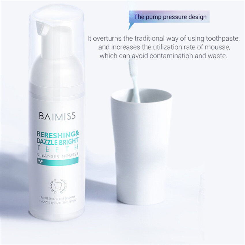 Bánh Mousse Trắng Răng BAIMISS Kem Đánh Răng Làm Sạch Răng Vệ Sinh Răng Miệng Tươi Sáng Loại Bỏ Mảng Bám Vết Bẩn Hôi Miệng Dụng Cụ Nha Khoa