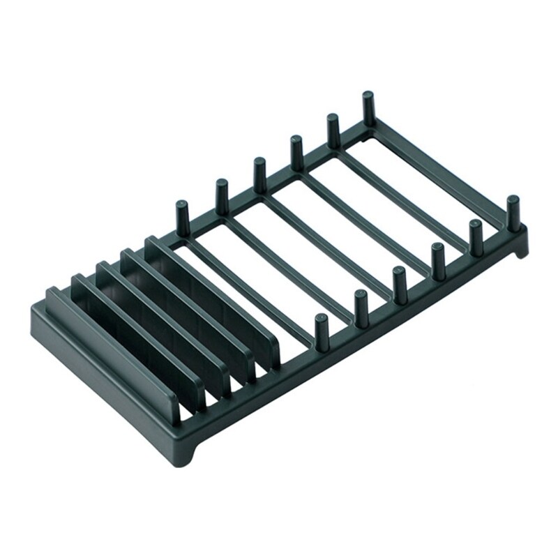 Gambar 10 Slots Plate Dish Drying Rack Pot Lid Storage Drain Shelf Plastic Drainer Stand Spoon Holder Kitchen Organizer