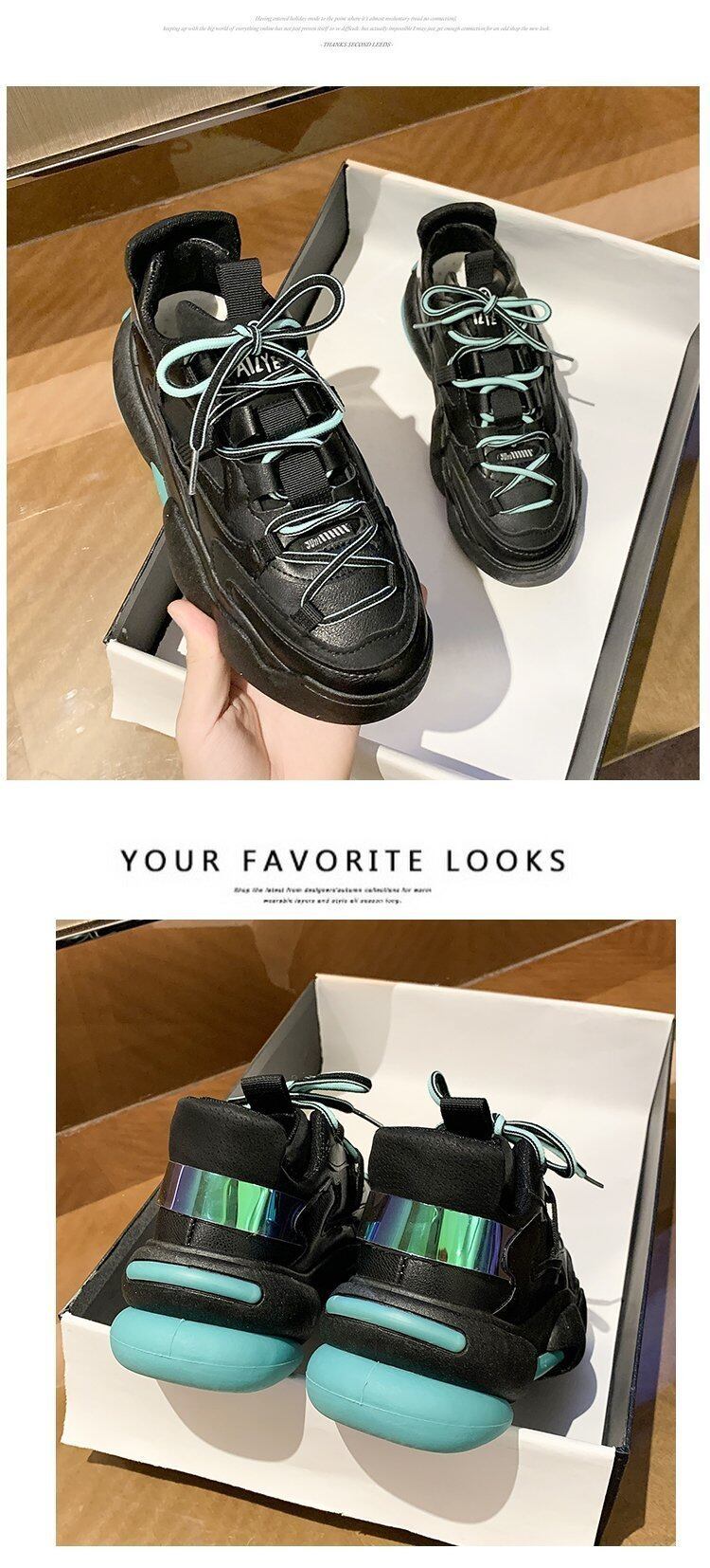 Giày Nữ Thời Trang Hàn Quốc Giày Da PU Đế Dày Nâng Cao Chống Thấm Nước Giày Thể Thao Ngoài Trời