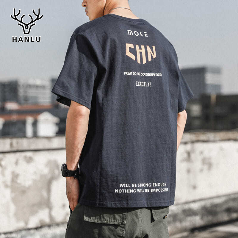 Hanlu áo thun cho nam quần áo cộc nam áo thun in hình Của nam giới Mỹ cổ điển cổ tròn thoáng khí nhẹ Áo phông ngắn tay kích thước lớn thường trở lại in tay ngắn