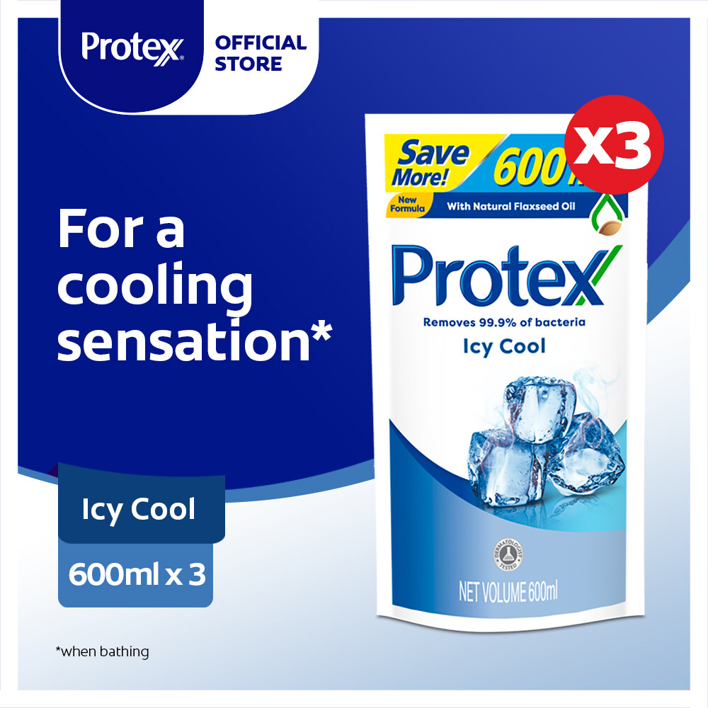 Gambar Protex Icy Cool Antibacterial Shower Gel 600ml Refill [Bundle Of 3] Value Deal