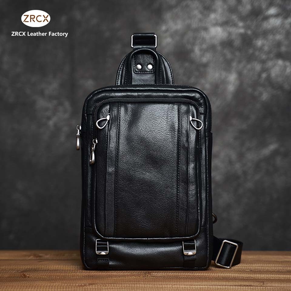Genuine Leather Chest Bag Leather Shoulder Bag Crossbody Bag Casual Crossbody Bag Fashion Handbag Chest Bag Men's Shoulder Bag ZRCX - ยี่ห้อ ZRCX ราคา 1,310 บาท*ส่งฟรี