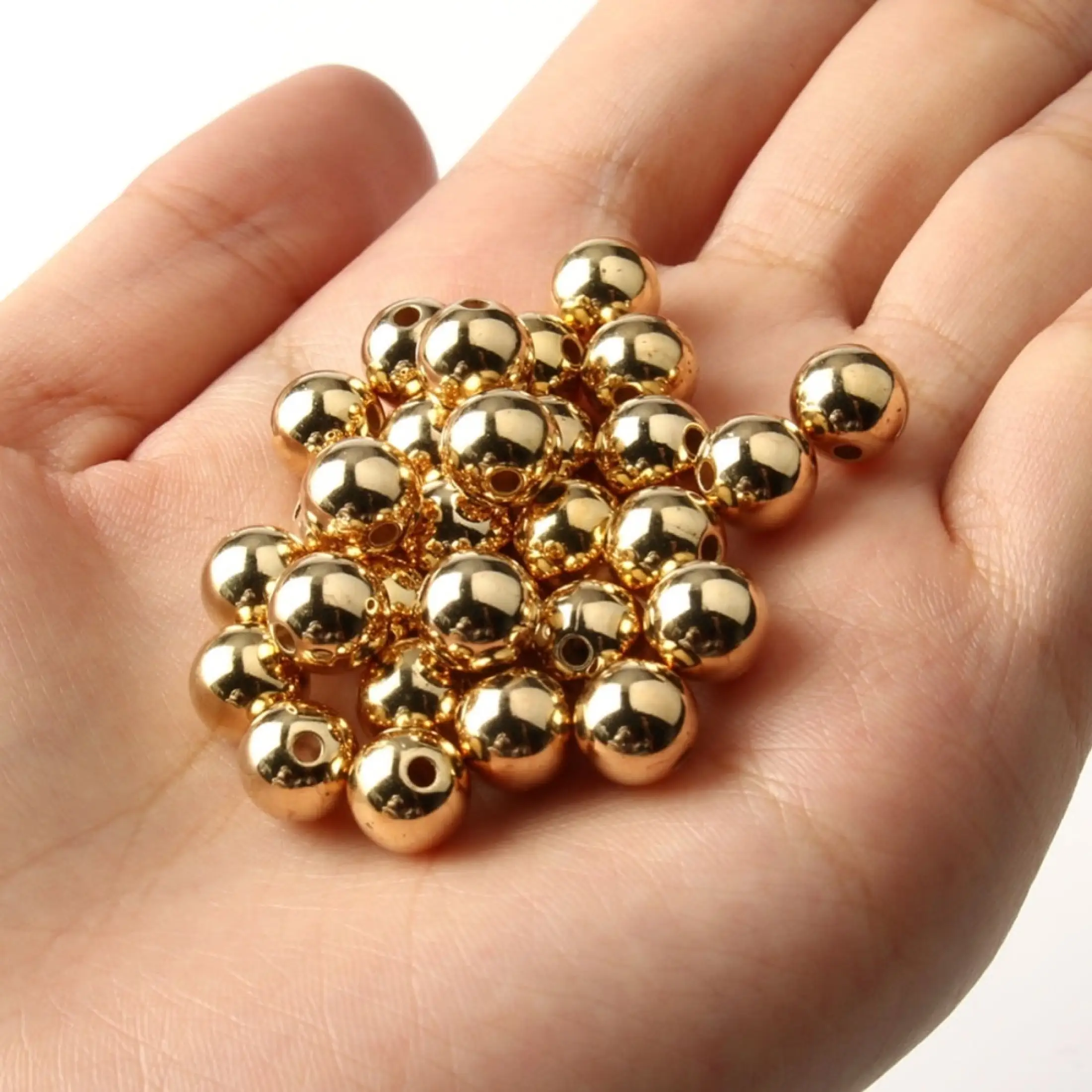 3/4/6/8/10/12mm Beads Gold Silver Plated Round Ball Spacer Seed CCB Jewelry Diy