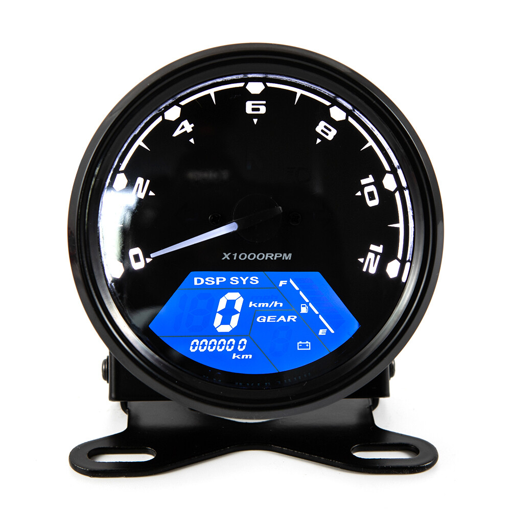 Đồng hồ cơ đa năng lcd đồng hồ đo quãng đường kỹ thuật số tốc độ kế đồng hồ đo tốc độ thông dụng cho xe máy cafe racer 2-4 xi-lanh có giá đỡ