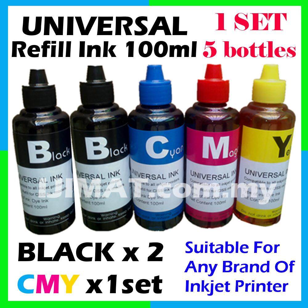 Black Full Set Of Universal Printer Refill Ink Refill Dye Ink Bottle Black Black Cyan Magenta Yellow 100 Ml Each For Brother Canon Epson Hp And Any Ciss System Printer Lazada