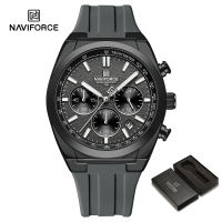 NAVIFORCE นาฬิกาข้อมือแฟชั่นของผู้ชายแบบออริจินัลปฏิทินควอทซ์สายซิลิโคนจับเวลามือโครโนกราฟเรืองแสงกันน้ำได้30เมตรนาฬิกาลำลองสำหรับผู้ชาย NF8080