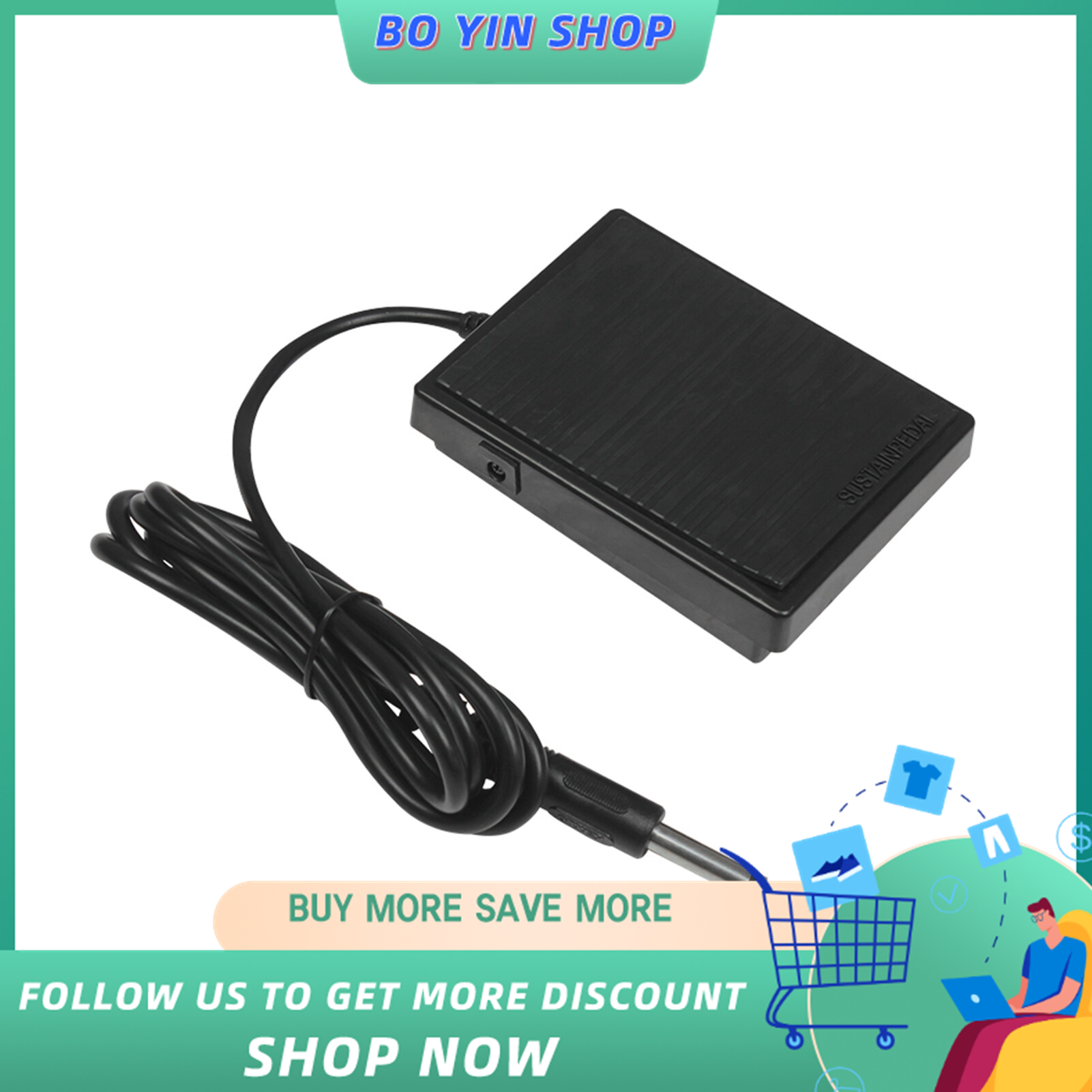 Universal Sustain Pedal Keyboard Foot Damper Pedal with 6.35mm Plug for Electronic Organ MIDI Keyboards Digital Pianos Electronic Drum