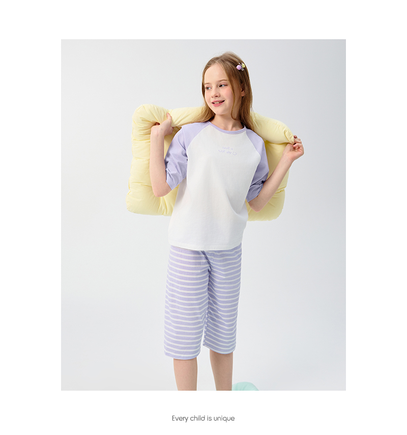 balabala Children Pajama Set Summer Thin Air Conditioning Clothing For Boy And Girl Home Clothing Little And Big Kids Parentchild Matching
