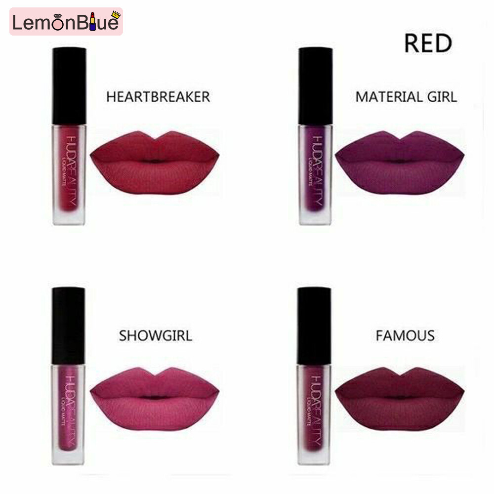 Gambar LemonBlue 4Pcs Mini Matte Lip Glaze Set Lip Gloss Labial Glair Makeup Supplies for Women Non Stick Safe Easy to Use Long Lasting Luscious Colour