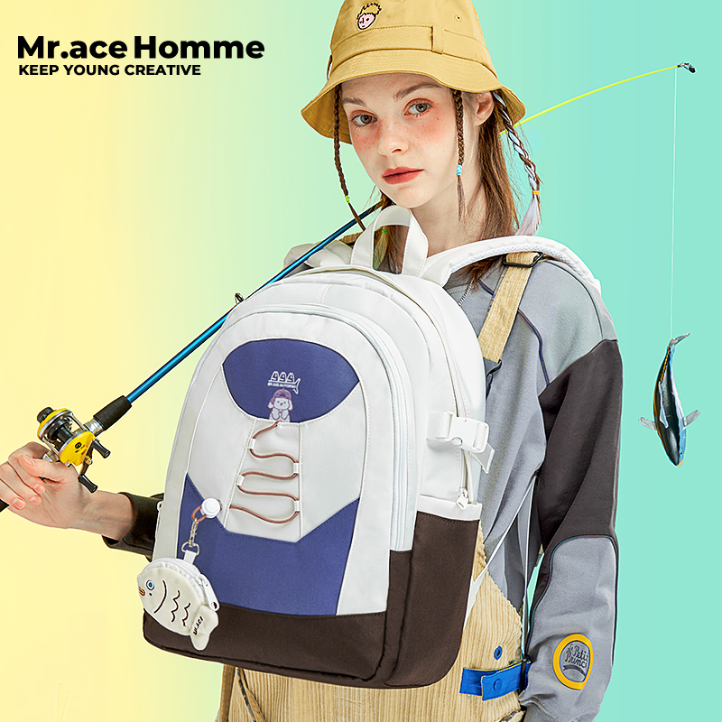 Mr. ace Homme outdoor series new backpack female college student schoolbag small simple lightweight high-capacity computer bag ราคา 1,390 บาท*ส่งฟรี