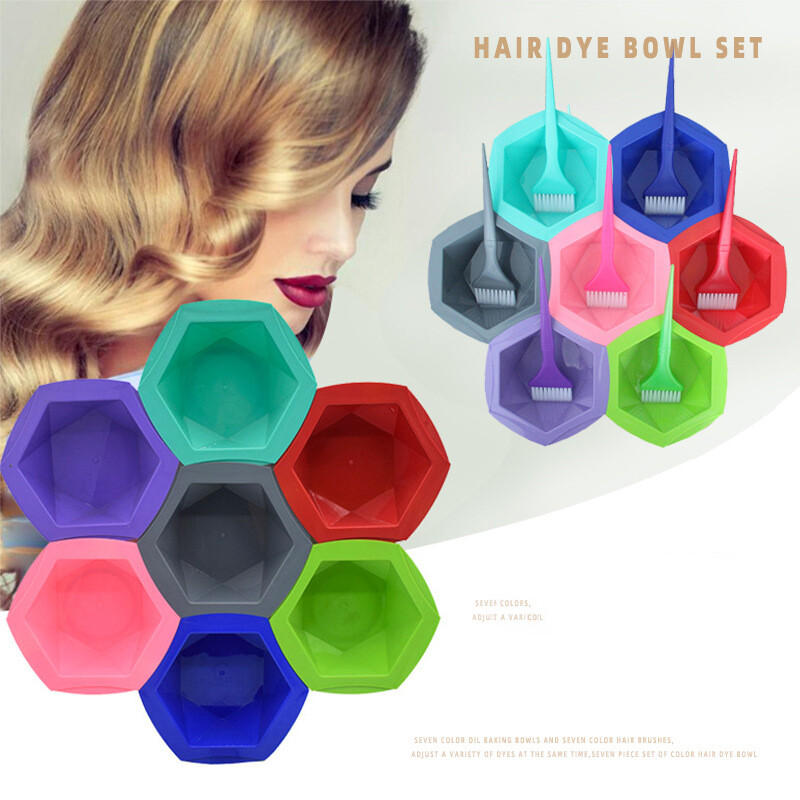 Bộ cọ và tô màu tóc 7 món bát nhuộm tóc salon tóc bộ dụng cụ nhuộm màu tóc-dụng cụ trộn làm tóc