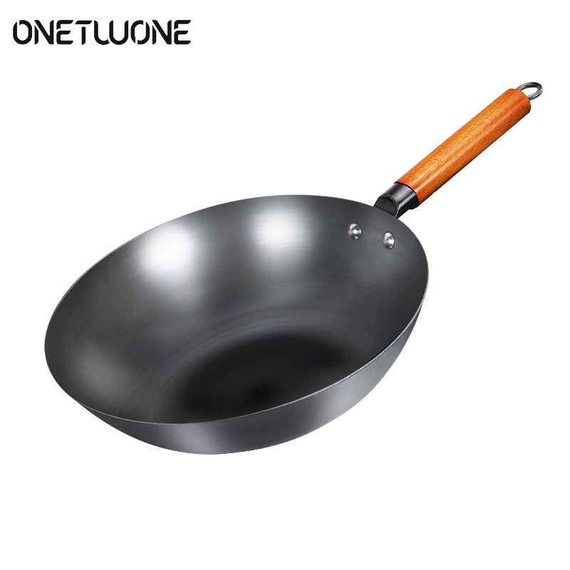 Onetwone 32cm Iron Wok Chinese Traditional Handmade Iron Wok Non-stick Pan Non-coating Gas and Induction Cooker Cookware Kitchen pot pans ราคา 1,001 บาท*ส่งฟรี