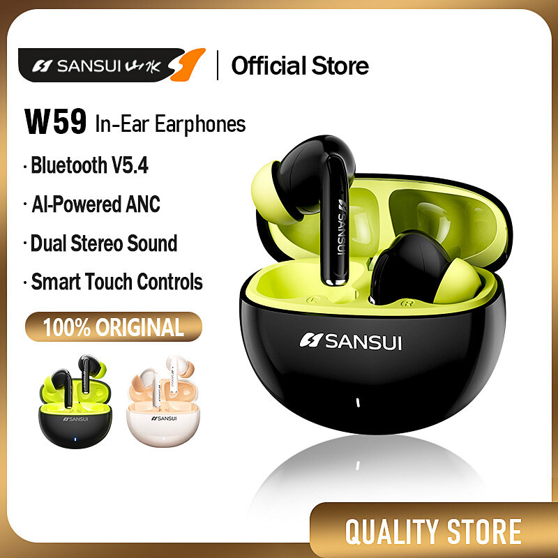 SANSUI W59 AI Translator Earbuds | Smart ANC Bluetooth 6.0 | AI Noise-Cancelling In Ear Earphones ราคา 909 บาท*ส่งฟรี