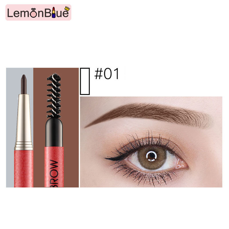 Gambar Natural Stereo Double Headed Eyebrow Pencil Set Long Lasting Waterproof Eye Brow Eyebrow Eyebrow Pencil set Double head Triangles head Ultra Fine Waterproof Convenient