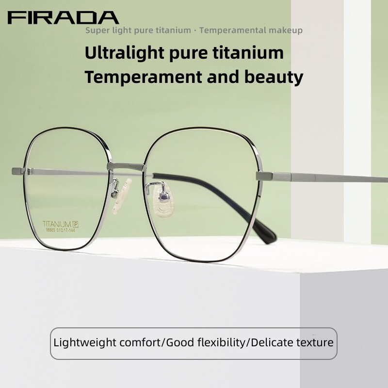 FIRADA New Fashion Eyewear Frames Women's Retro Titanium Eyeglasses Optical Prescription Glasses Frame For Men And Women 98665A ราคา 345 บาท*ส่งฟรี