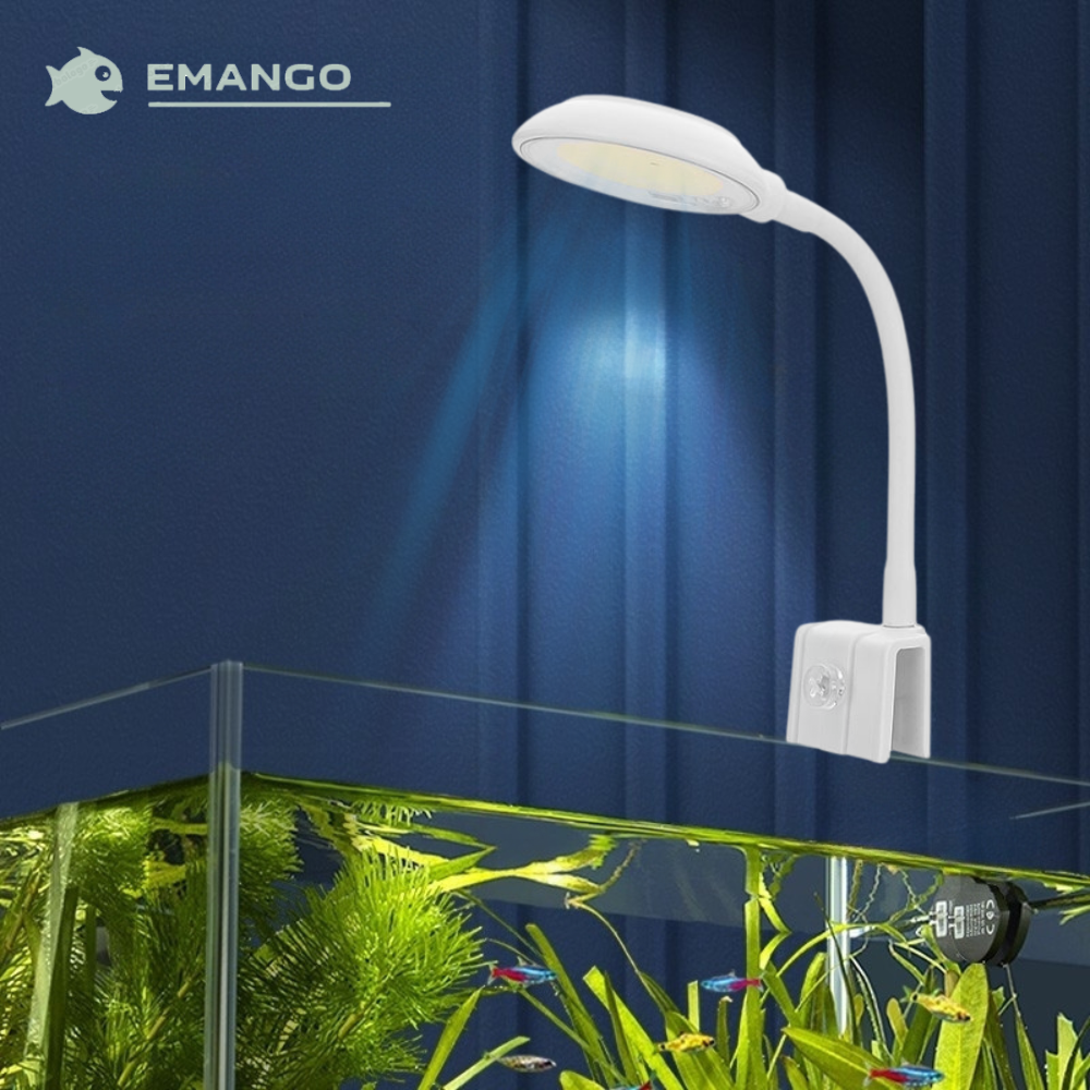 Emango USB đèn lắp bể cá bể cá Đèn LED Đèn lắp bể cá S lớn COB Chip đèn kẹp cho thủy sản đèn Đèn Bể cá mini đèn tròn