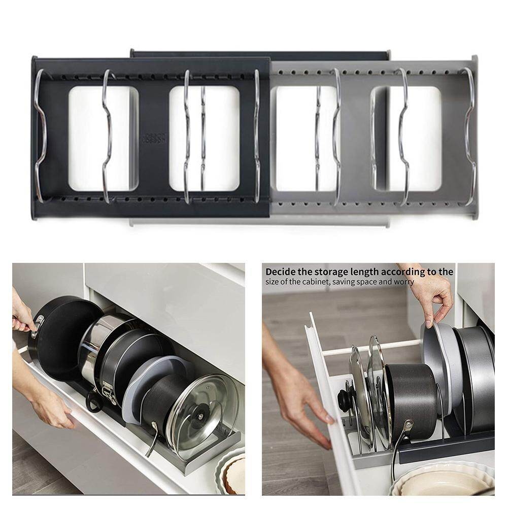 Gambar Kitchen Telescopic Extension Storage Rack Stainless Storage Rack Kitchen Cover Storage Chopping Steel Board Rack Pot Multi function Drawer S6Y5