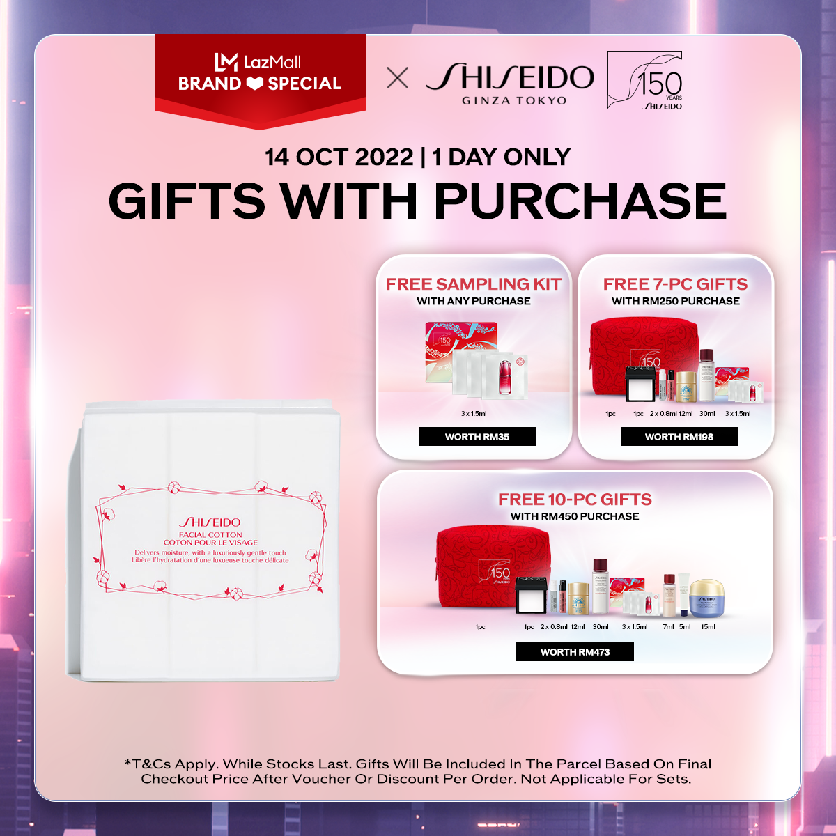 Gambar Shiseido Facial Cotton 165 Sheets Per Pack