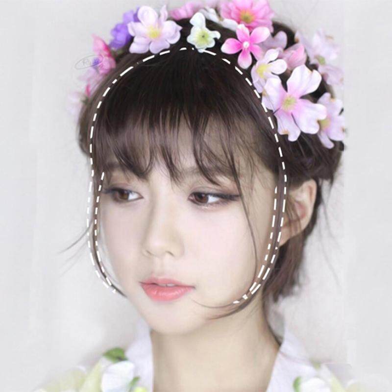 MEIY Clip Trong Phần Mở Rộng Tóc Fringe Cắt Tóc Mái Phía Trước W/Đền Tóc