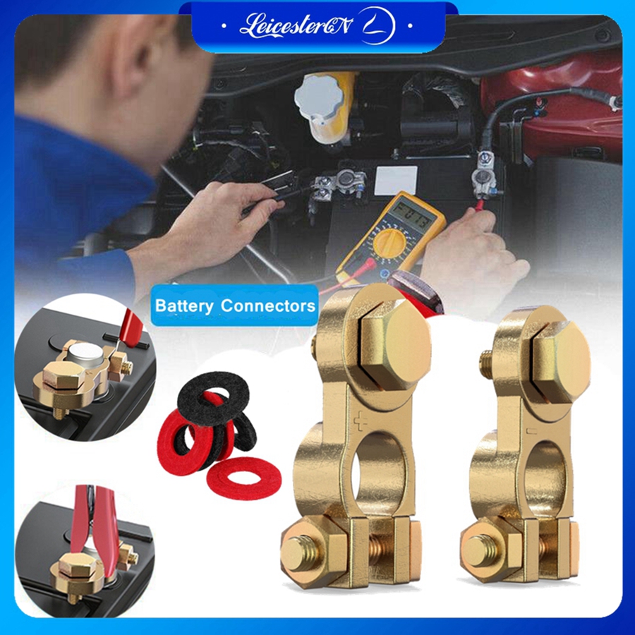 LST 2PCS 12V/24V Battery Terminal Clamp Connectors Heavy-Duty Battery Terminal Positive & Negative Car Battery Terminals Clamps Kit Copper 17mm 300A ราคา 169 บาท*ส่งฟรี