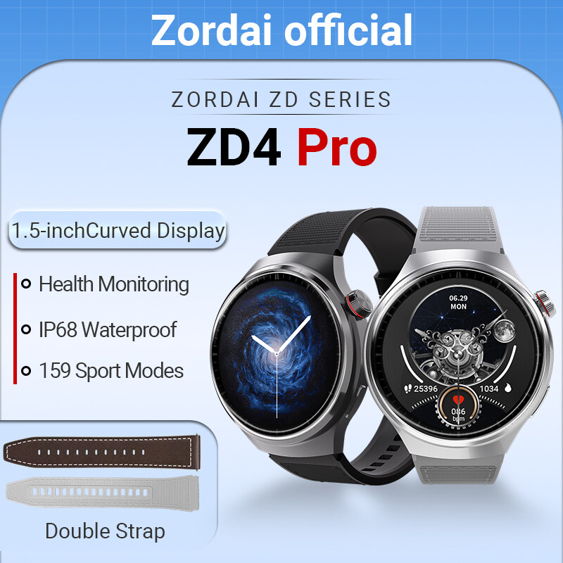 2023 New Zordai ZD4 Pro 1.5 "màn hình cong Smartwatch sạc không dây cuộc gọi Bluetooth Thể Thao Đồng hồ thông minh Nam Ip68 Không Thấm Nước Cho Huawei IOS Android