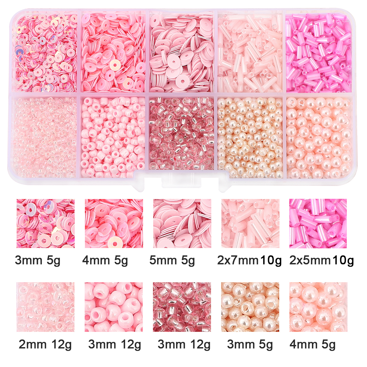 1set/box 10 Grid Suit Multicolor Flat Round Loose Sequins Glass Rice Beads for Sewing DIY Handmade Clothing Accessories Material Package