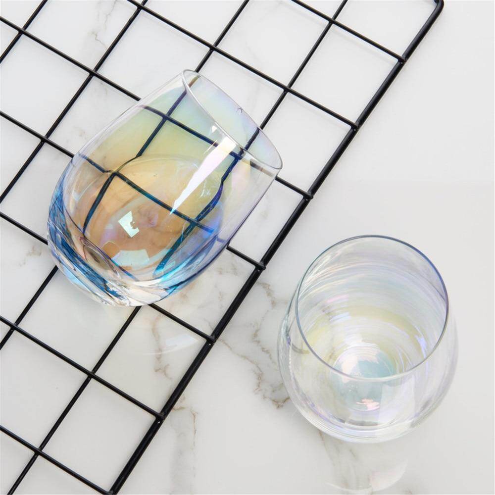 Gambar Luxury Lead free Rainbow Glass Cup Breakfast Milk Tea Coffee Juice Wine Cup Crystal Transparent Glass Cup Office Household 1pcs