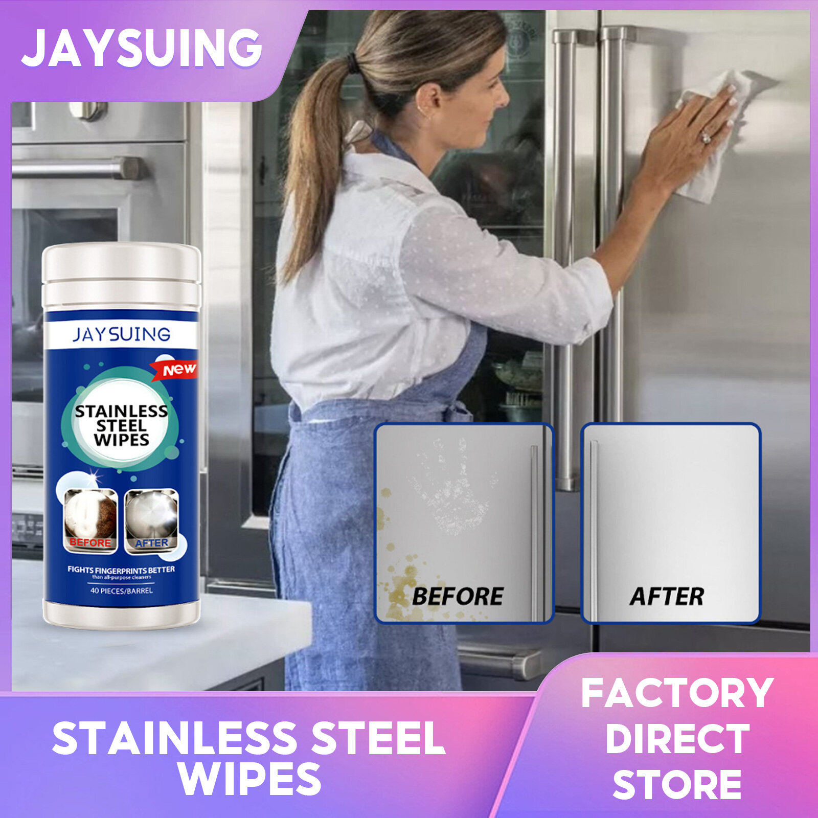 Jaysuing Stainless Steel Wet Wipes Cleaner Wipes For Kitchen Household Wipes removing water stains dirt and wet wipes cleaning supplies Rust steel wipes Kitchen faucet sink Stainless steel metal remove water stains and dirt wipes ราคา 182 บาท*ส่งฟรี
