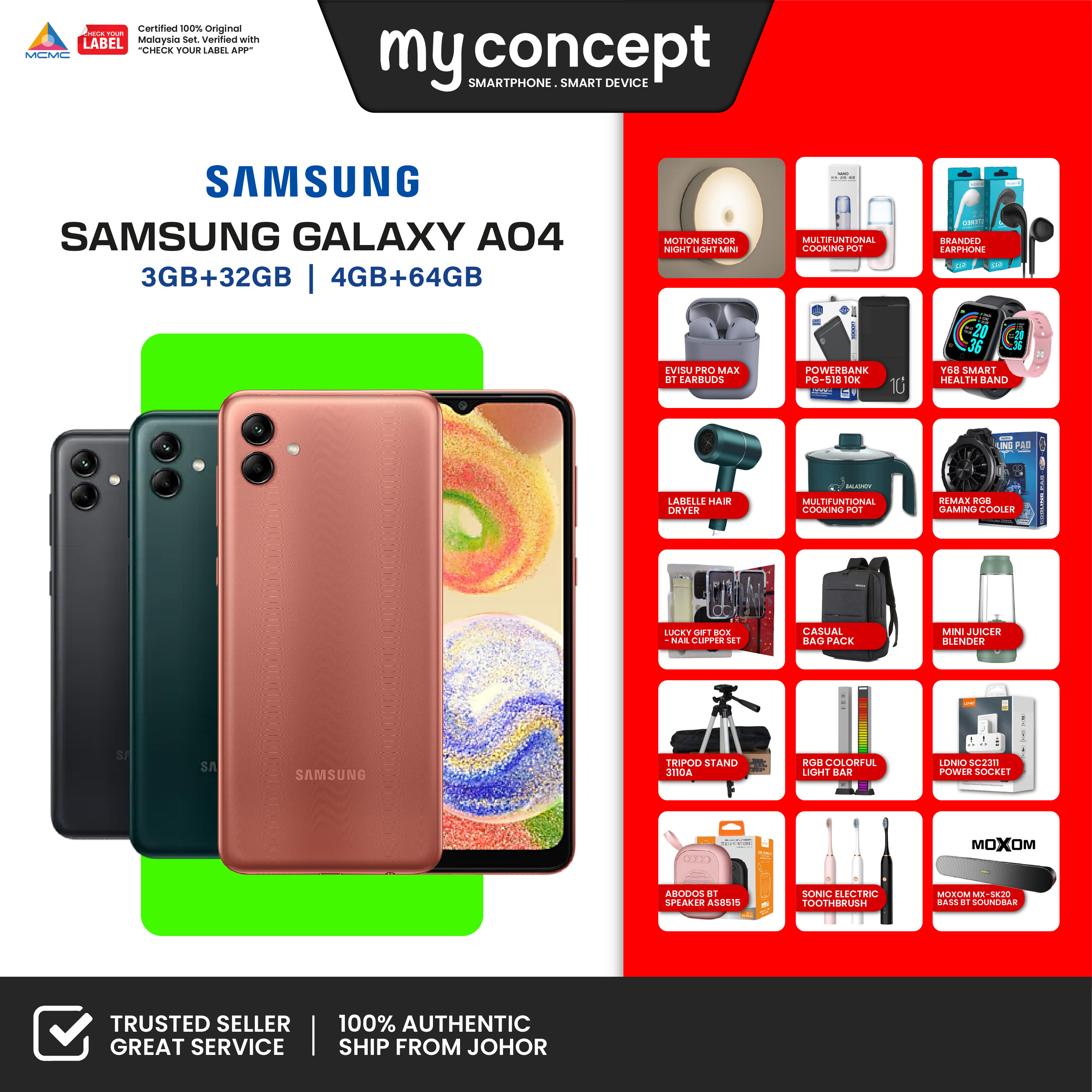 Samsung Galaxy A04 dengan desain yang elegan