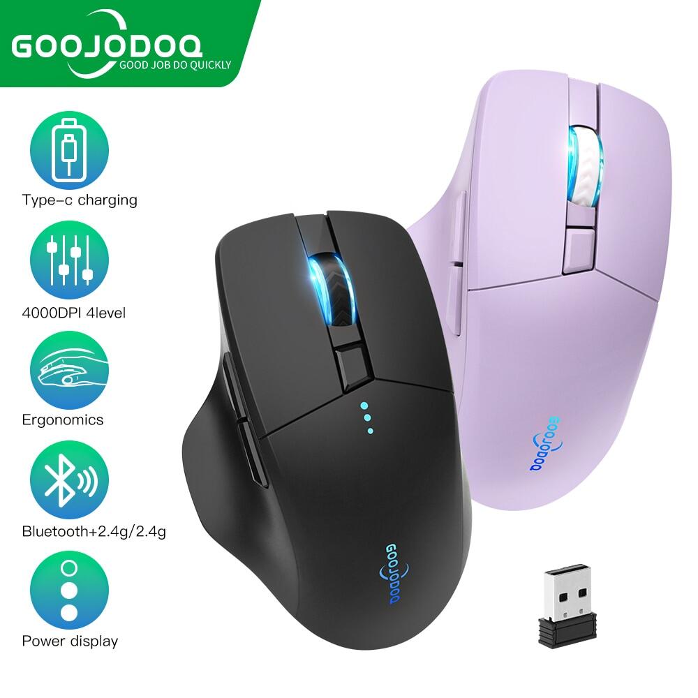 Goojodoq chuột không dây bluetooth chuột 2.4g game thủ cảm biến quang học 4000 dpi 6 nút tắt tiếng cho máy tính bảng máy tính xách tay chuột chơi game máy tính