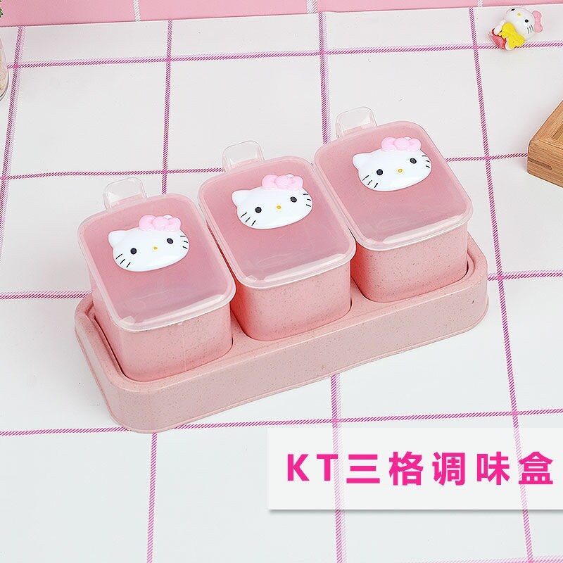 Gambar Seasoning jar box kitchen supplies with lid seasoning box salt shaker seasoning cute household with spoon storage box set