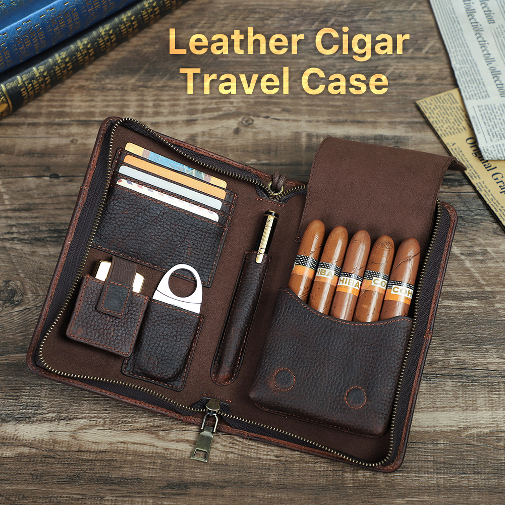 Du lịch bằng da thật lưu trữ ví cho nam giới Ống chủ xách tay Humidor hộp người đàn ông Túi du lịch Ví Đựng Thẻ bìa hộ chiếu