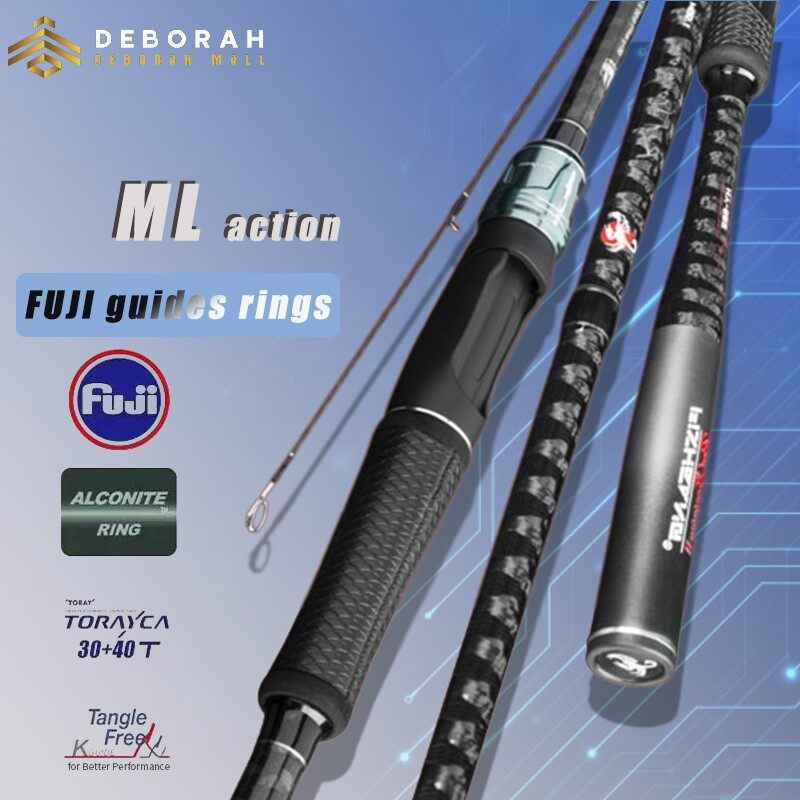 Bạc fuji guide travel lure cần câu 1.98/2.1m power carbon spinning/cần câu with golf carbon grip lure trọng lượng 7-30g