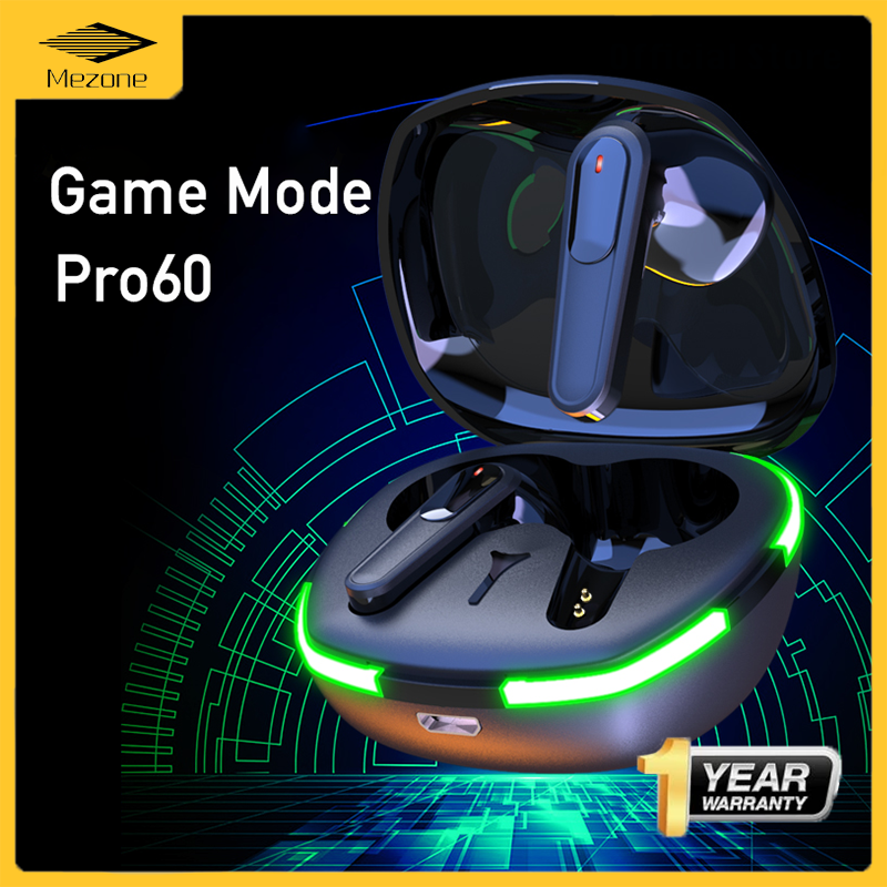 Mezone Pro60 Wireless Earphones Game Earbuds LCD Display Bluetooth Headphones Game Mode Headset with Mic ราคา 187 บาท*ส่งฟรี