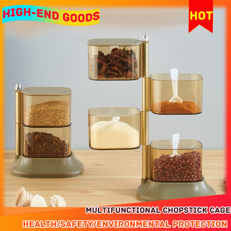 Gambar [100% Quality Assurance] Seasoning Box Set Household Combination Pack All in One Multi Grid Kitchen Supplies Storage Seasoning Put Salt MSG Seasoning Plastic