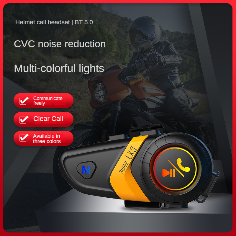 Tai nghe không dây gắn mũ bảo hiểm xe máy bluetooth 5.0 tai nghe âm thanh nổi chống nhiễu rảnh tay cho xe máy thời gian chờ lâu chống nước lx3
