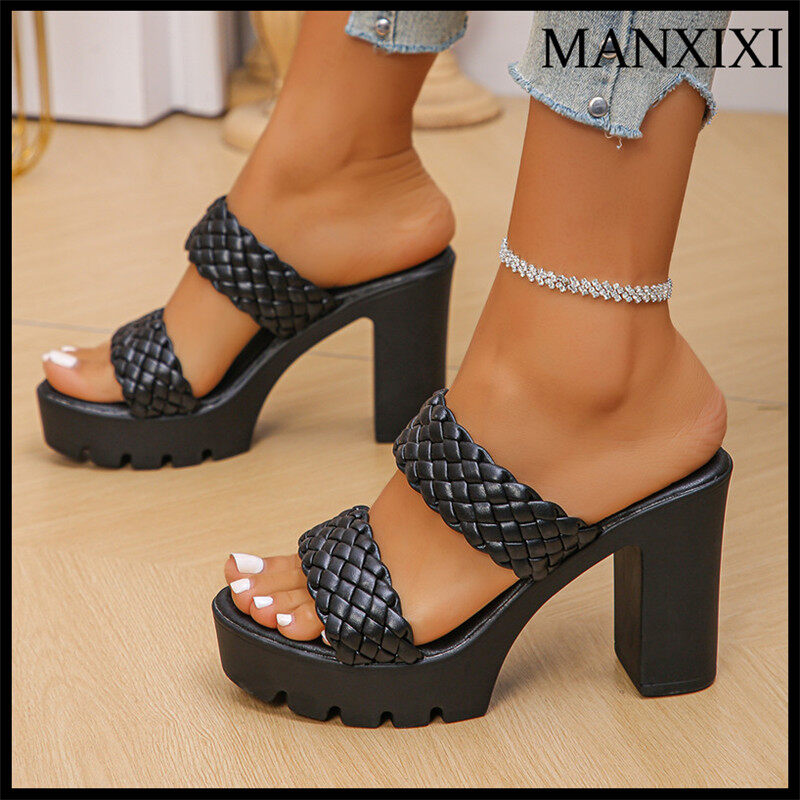 MANXIXI Fashion Women Beautiful Weave 10 cm High Heels Sandals (35-42 Size) ราคา 568 บาท*ส่งฟรี